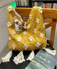 Boho Yellow Tassel Canvas Messenger Bag