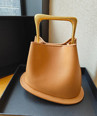 Casual Beige Calf Leather Tote Handbag