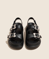 Black Slide Casual Platform Buckle Splicing Strap Sandals