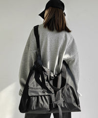 Casual Black High Capacity Canvas Satchel Handbag