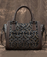 Silver Large Leather Calf Tote Casual Embossed Capacity Handbag