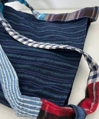 Casual Navy Striped Large Capacity Canvas Satchel Handbag