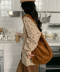 Casual Red Large Capacity Corduroy Satchel Bag Handbag