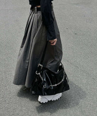 Casual Versatile Black Large Capacity Chain Crossbody Bag