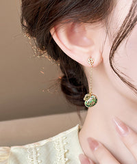 Gold Copper Alloy Money Bag Tassel Drop Earrings