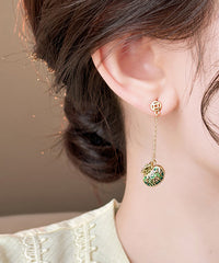 Gold Copper Alloy Money Bag Tassel Drop Earrings