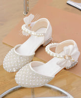 Sandals Zircon White Classy Strap Pearl Kids Buckle