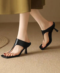 Elegant Green High Heel Flip Flops Faux Leather