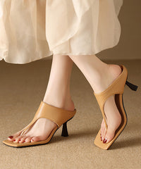 Elegant Green High Heel Flip Flops Faux Leather