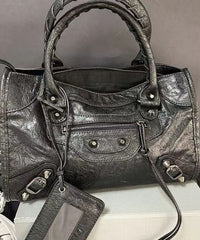 Elegant Versatile Red Sheepskin Rivet Tote Handbag