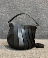 Fashion Black Calf Leather Satchel Handbag