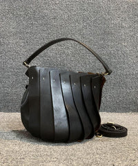 Fashion Black Calf Leather Satchel Handbag