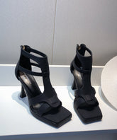 Toe Sandals Black Out High Heel Hollow Splicing Peep