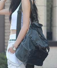 Fashion Brown Solid Durable Patchwork Canvas Backpack Bag