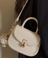Fashion Milk White Cute Little Doll Faux Leather Mini Tote Handbag