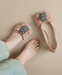 Purple Bow Zircon Splicing Chunky High Heels