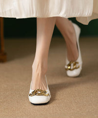 Sequined Splicing Kitten Heels White Faux Leather