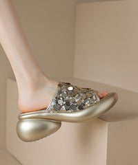 Sequins Platform Silver Breathable Mesh Slide Sandals