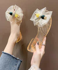 Tulle Bow Transparent Crystal Walking Sandals