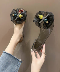 Tulle Bow Transparent Crystal Walking Sandals