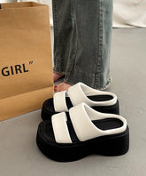 Faux Leather Splicing Silver Platform Slide Sandals Peep Toe