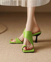 Green Sexy Faux Leather High Heel Flip Flops