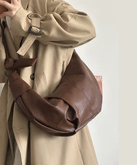 Korean Coffee Pleated Versatile Single Shoulder Crossbody Bag