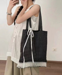 Korean Black Lace Patchwork Cotton Shoulder Bag