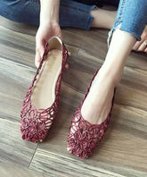 Walking Mulberry Out Sandals Leather Hollow Faux Art Splicing