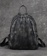 Versatile Black Backpack Capacity Calf Bag Leather Large