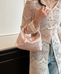 Beige Embroidered Crossbody Bag
