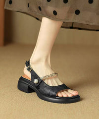 Chinese Style Green Chunky Heel Retro Sandals Peep Toe