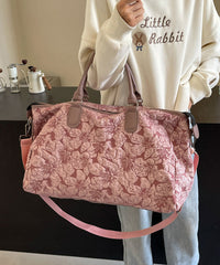 Pink Embroidered Large Capacity Crossbody Bag