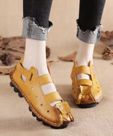 Out Sandals Hollow Flat Splicing Comfortable Yellow