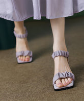 Purple Square Toe High Heeled Sandals Peep Toe