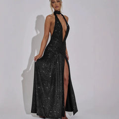 Sequined Evening Gown Sleeveless Dress