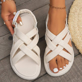 Velcro Cross Strap Platform Sandals