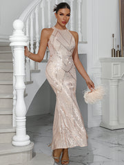 Round Neck Sequin Fitted Dress