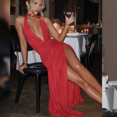 Sequined Evening Gown Sleeveless Dress