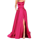 Elegant High Slit Evening Dress Backless Long Dress