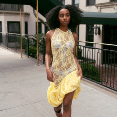 Lace See-Through Irregular Dress