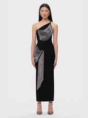 One-shoulder tassel high street party evening dress