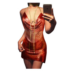 Monte Carlo Chainmail Mini Dress - Red