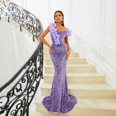 Sequined V-neck banquet evening dress