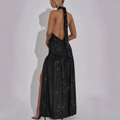 Sequined Evening Gown Sleeveless Dress