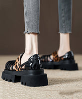 Leopard Black Roman Design Hollow Sandals Platform Out