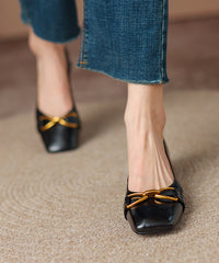 Red Chunky Heel Cowhide Leather Splicing