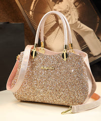 Black Zircon Large Capacity Faux Leather Tote Handbag