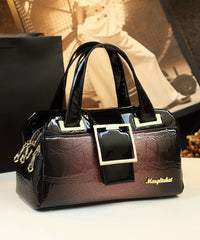 Gradient Color Solid Durable Faux Leather Tote Handbag