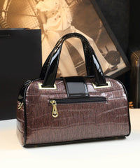 Gradient Color Solid Durable Faux Leather Tote Handbag